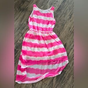 H&M  Girls Pink and White Tie-Dye high- low dress size 11-12